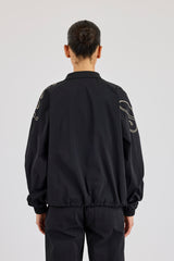 Nylon Branded Track Jacket - Black