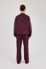 Nylon Piping Track Jacket & Wide Leg Track Pant - Burgundy