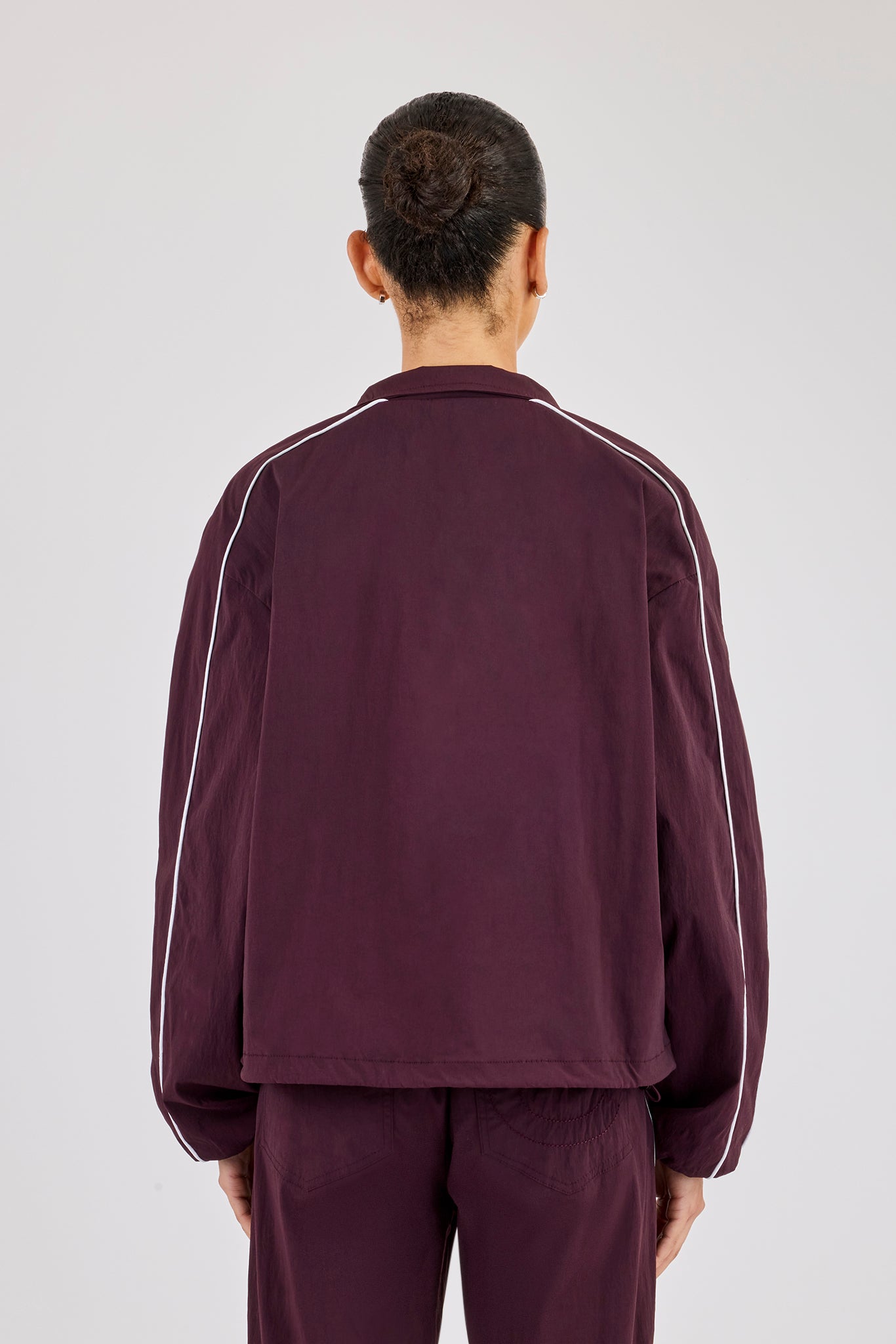 Nylon Piping Track Jacket - Burgundy