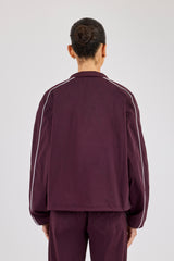 Nylon Piping Track Jacket - Burgundy