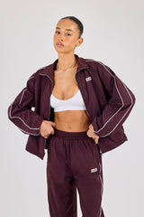 Nylon Piping Track Jacket - Burgundy