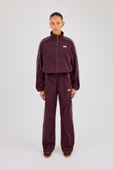 Nylon Piping Track Jacket & Wide Leg Track Pant - Burgundy