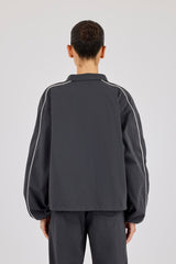 Nylon Piping Track Jacket - Charcoal