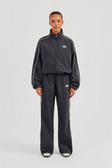 Nylon Piping Track Jacket & Wide Leg Track Pant - Charcoal