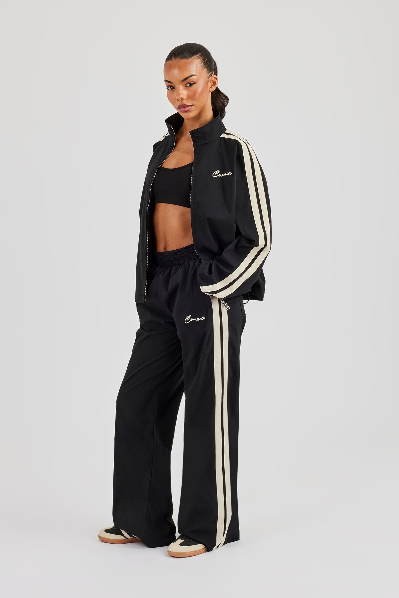 Nylon Taping Track Jacket & Bottoms - Black | Womens Sets | Shop
