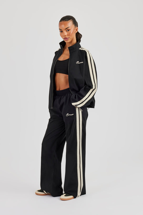 Nylon Taping Track Jacket & Bottoms - Black
