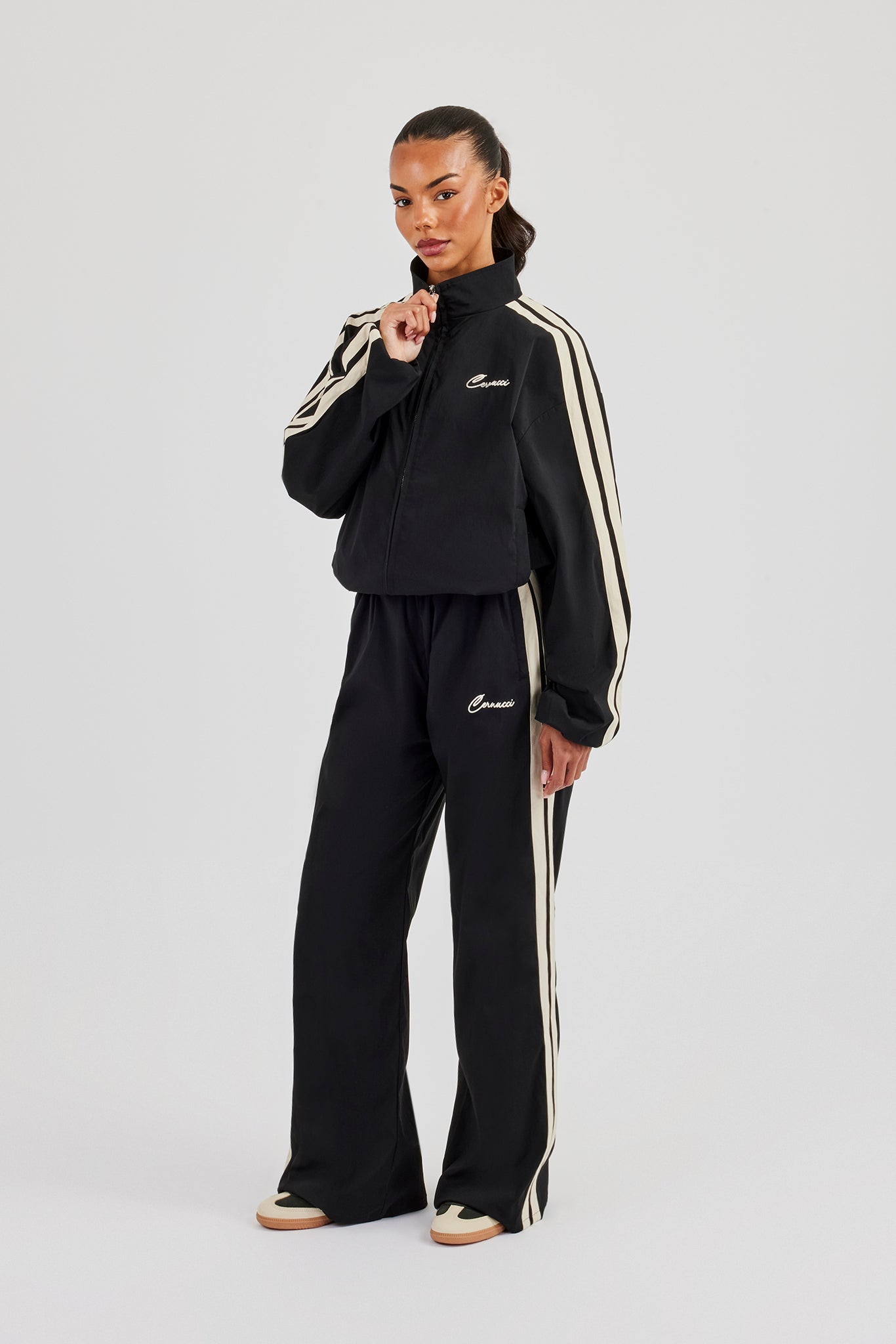 Nylon Taping Track Jacket & Bottoms - Black | Womens Sets | Shop