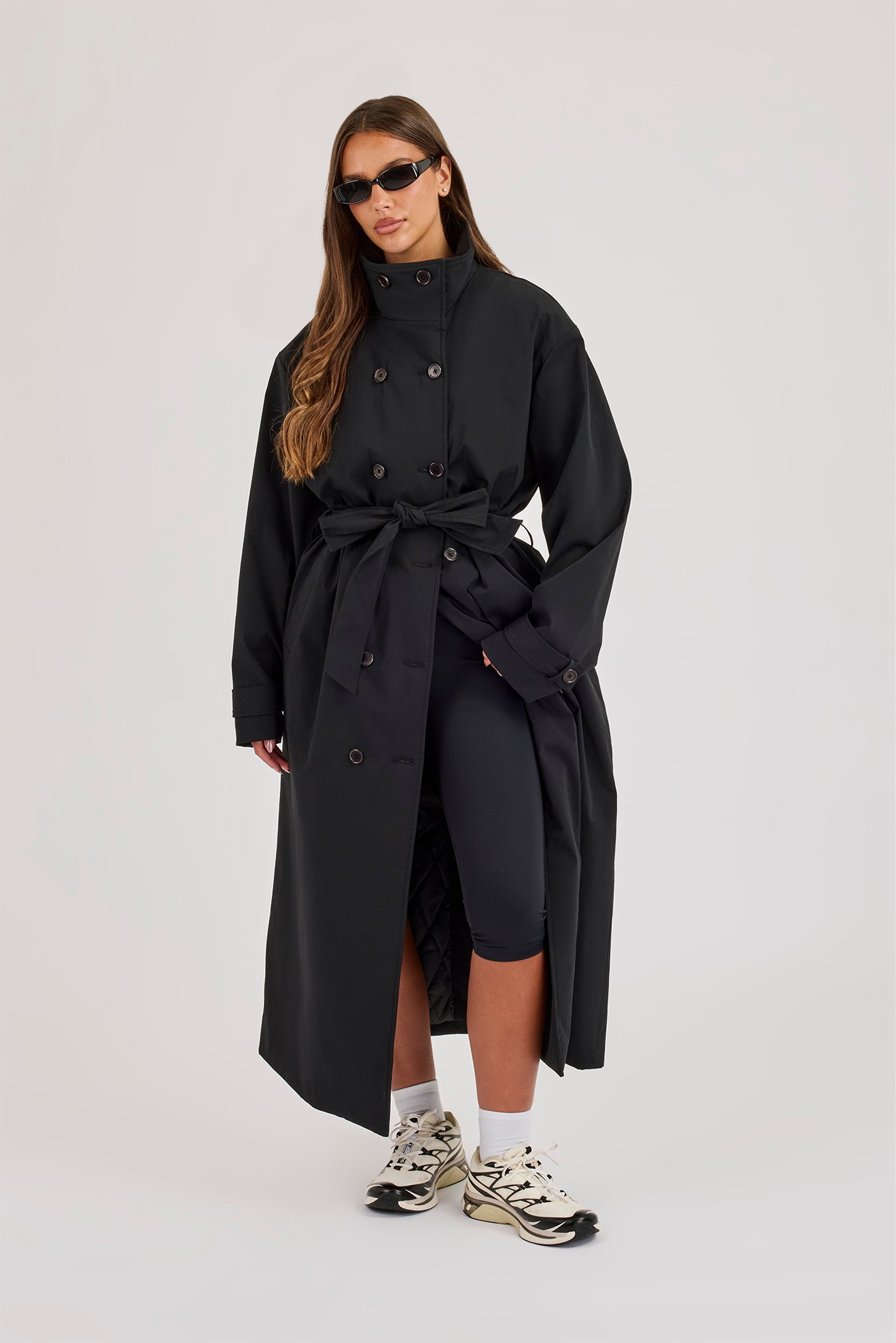 Nylon Trench Coat - Black