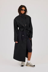 Nylon Trench Coat - Black