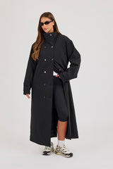 Nylon Trench Coat - Black