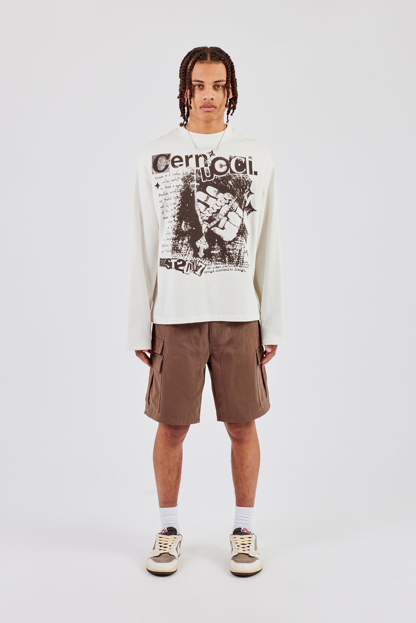 Lockere Cargo-Shorts aus Nylon - Braun