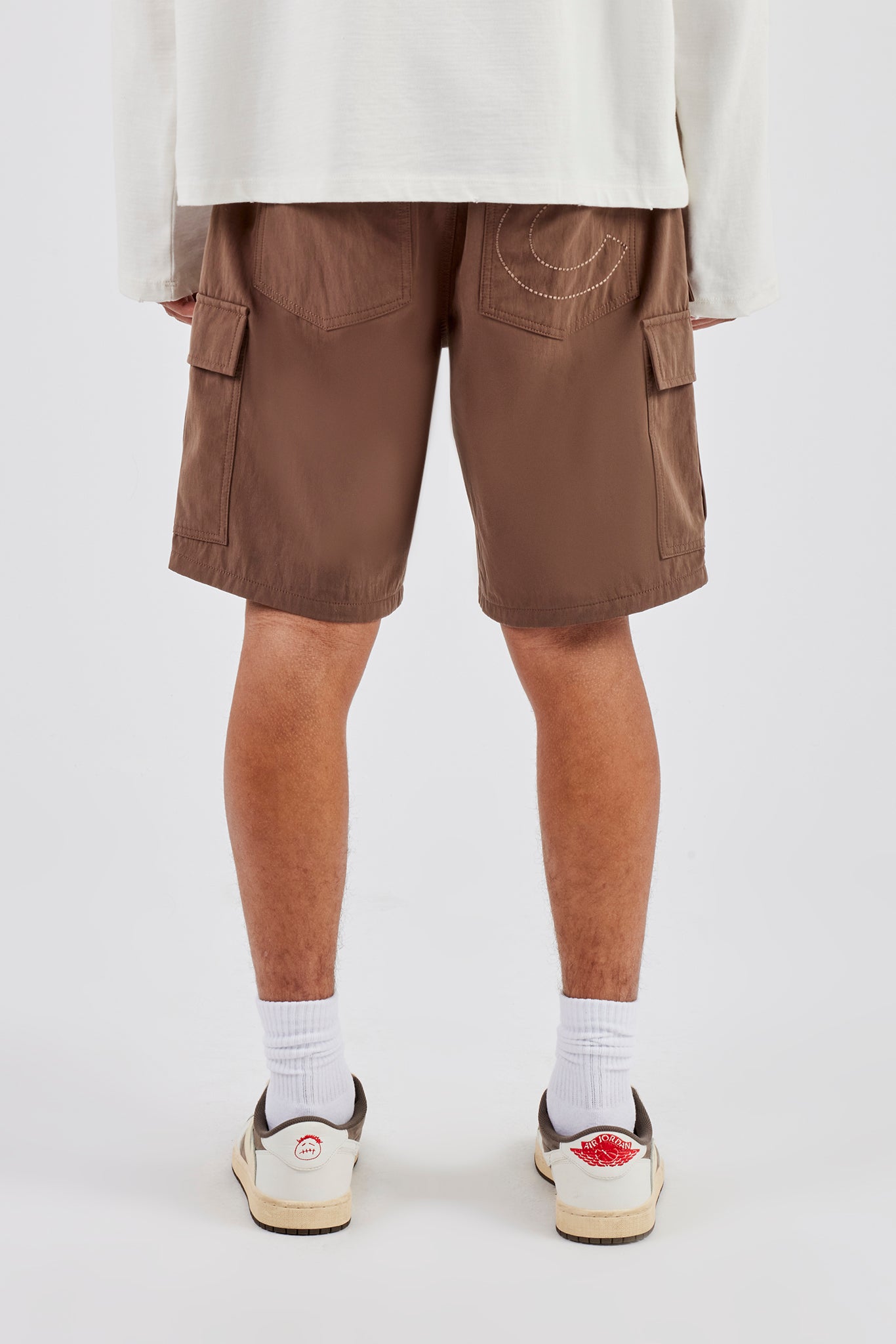 Lockere Cargo-Shorts aus Nylon - Braun