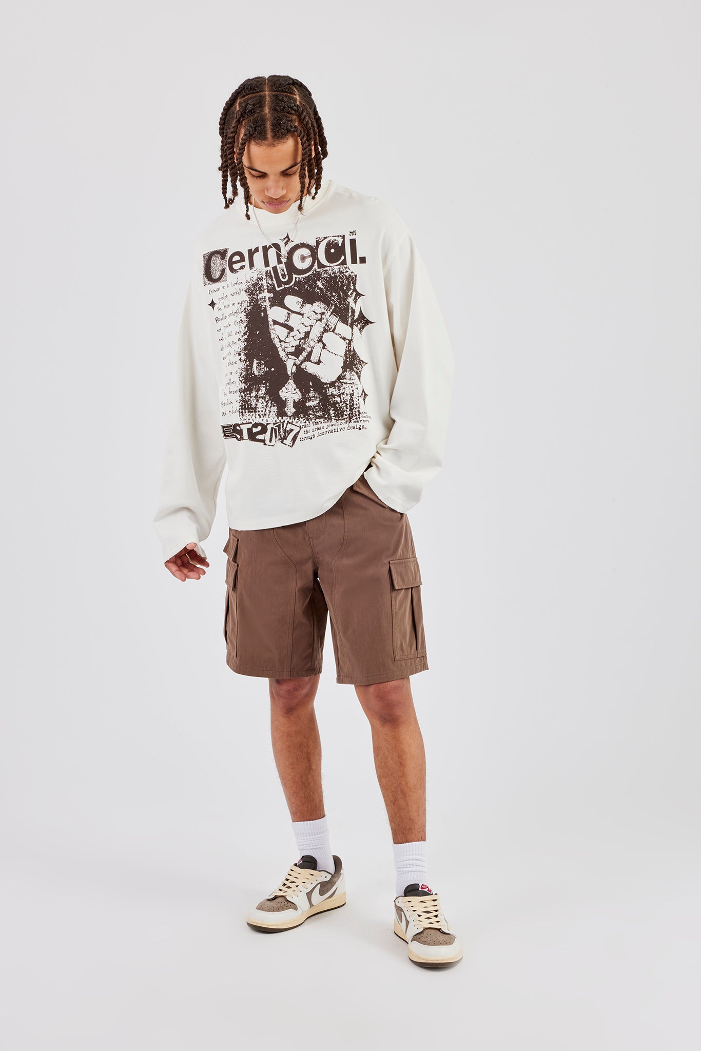 Lockere Cargo-Shorts aus Nylon - Braun