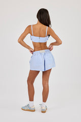 Nylon Striped Ruched Bralet & Short – Baby Blue