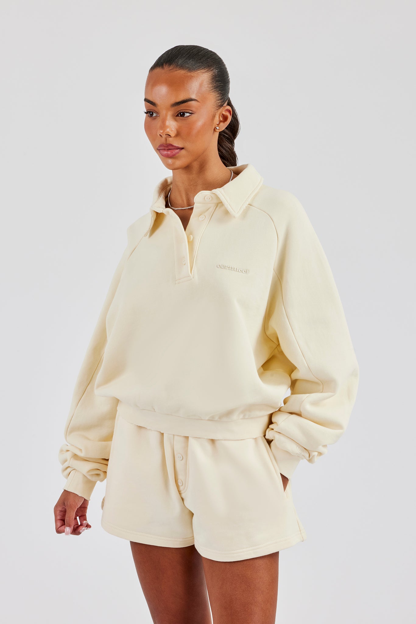 Washed Polo Sweatshirt & Short - Butter Yellow