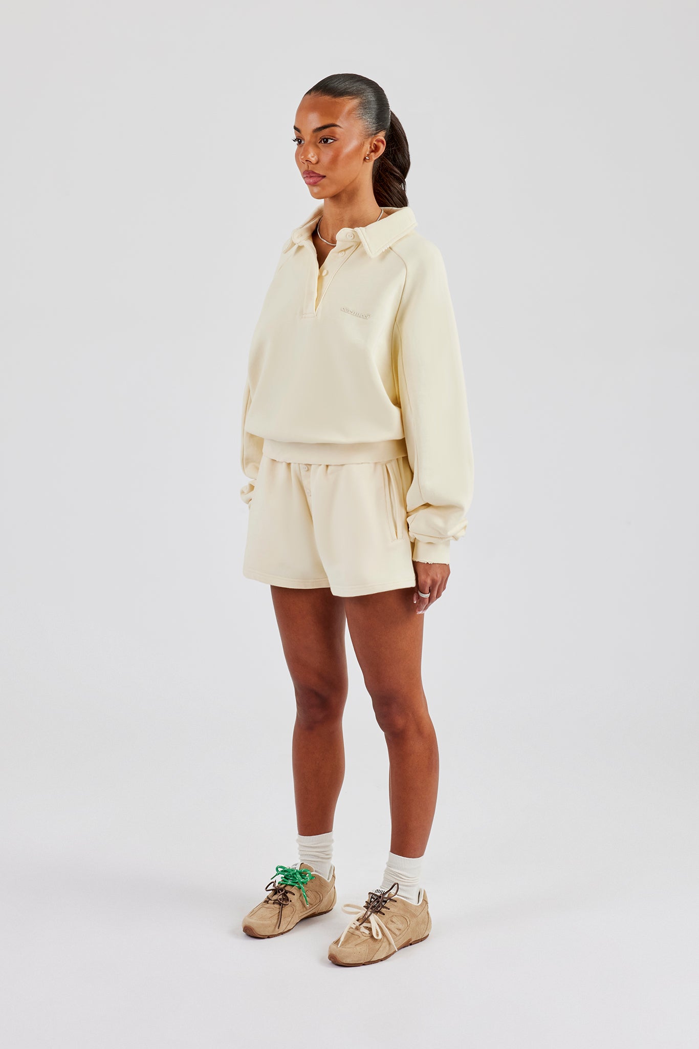 Washed Polo Sweatshirt & Short - Butter Yellow