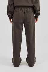 Buttoned Detail Wide Leg Jogger - Coffee