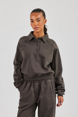 Polo-Sweatshirt - Kaffee