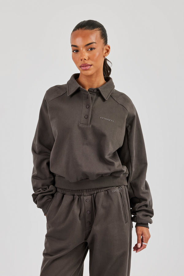Polo Sweatshirt - Coffee