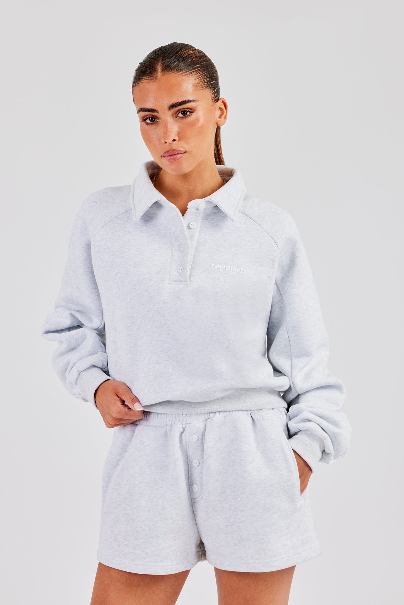 Polo Sweatshirt - Heather Grey
