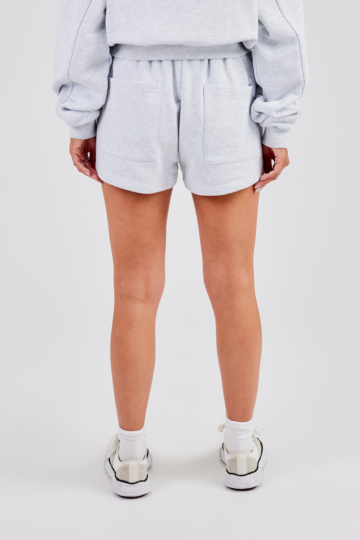 Jersey-Shorts mit Knopfdetail – Heather Grey
