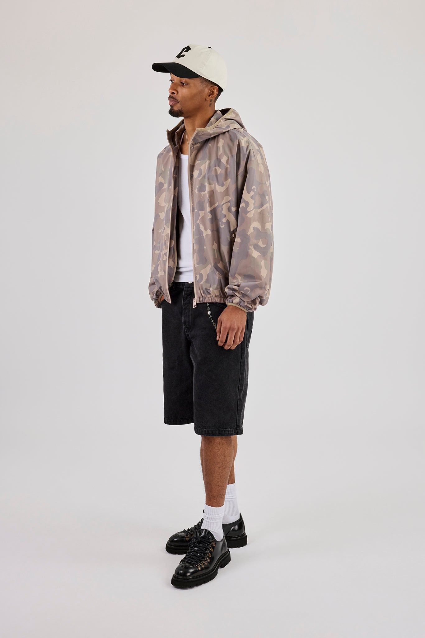 Camo Nylon Hooded Track Jacket - Camo
