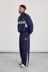 Oversized Nylon-Trainingsjacke mit Einsätzen & Jogginghose mit Einsätzen – Navy