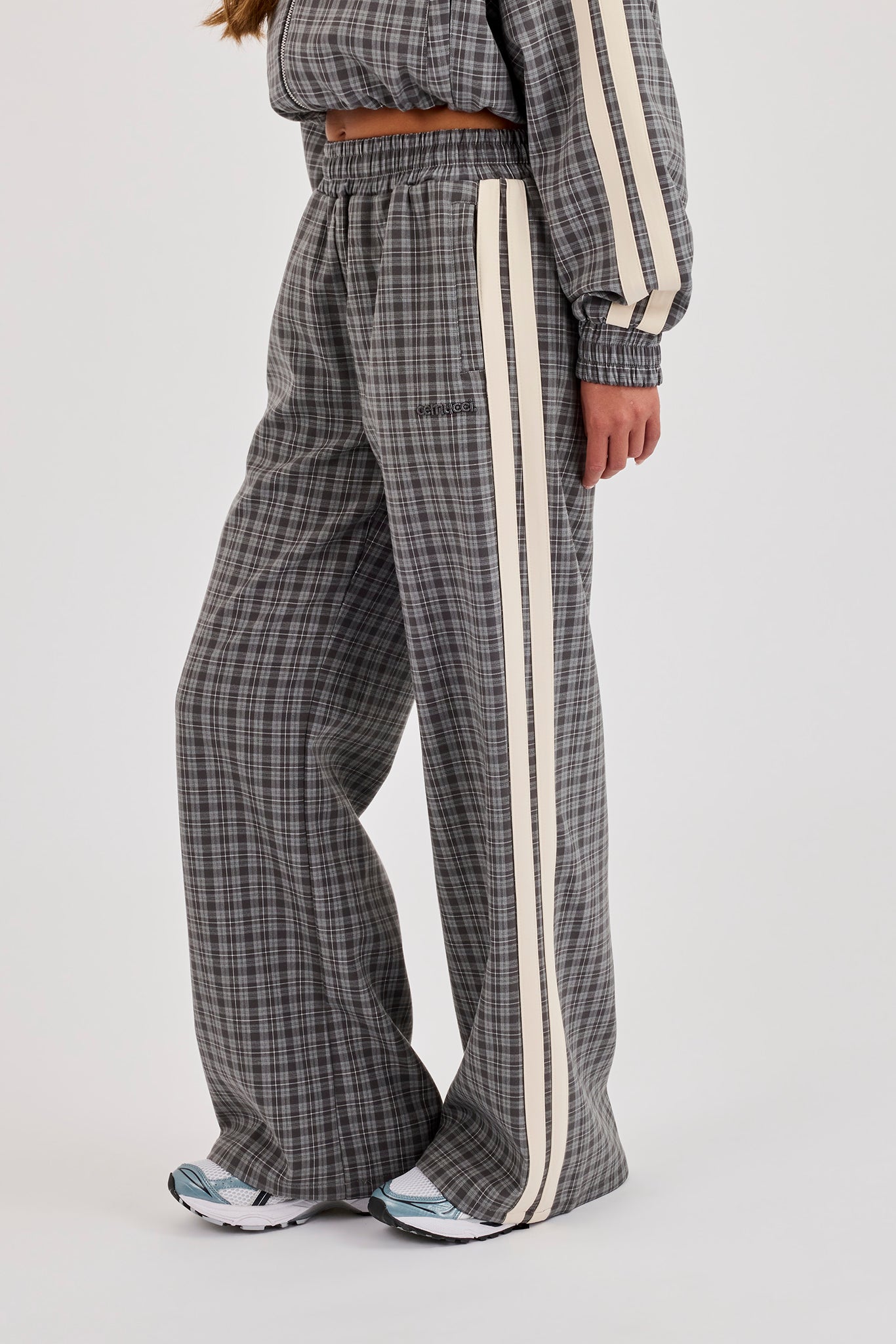 Check Taping Trouser - Grey
