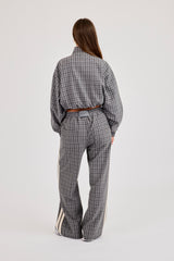 Check Funnel Neck Taping Track Jacket & Trouser - Grey