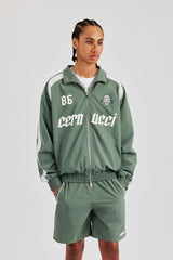 Trainingsjacke und Shorts aus Nylon mit Logo-Einsätzen - Grün