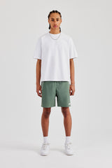 Nylon Panelled Relaxed Track Short - Green