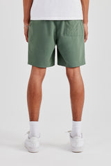 Nylon Panelled Relaxed Track Short - Green