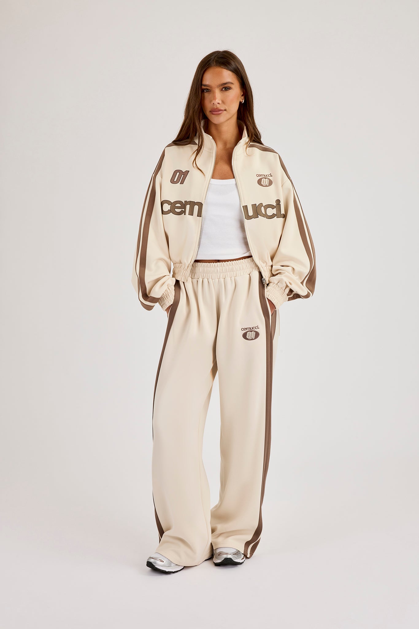 Football Cropped Zip Through Track Jacket - Off White