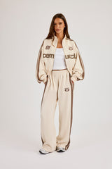 Football Cropped Zip Through Track Jacket - Off White