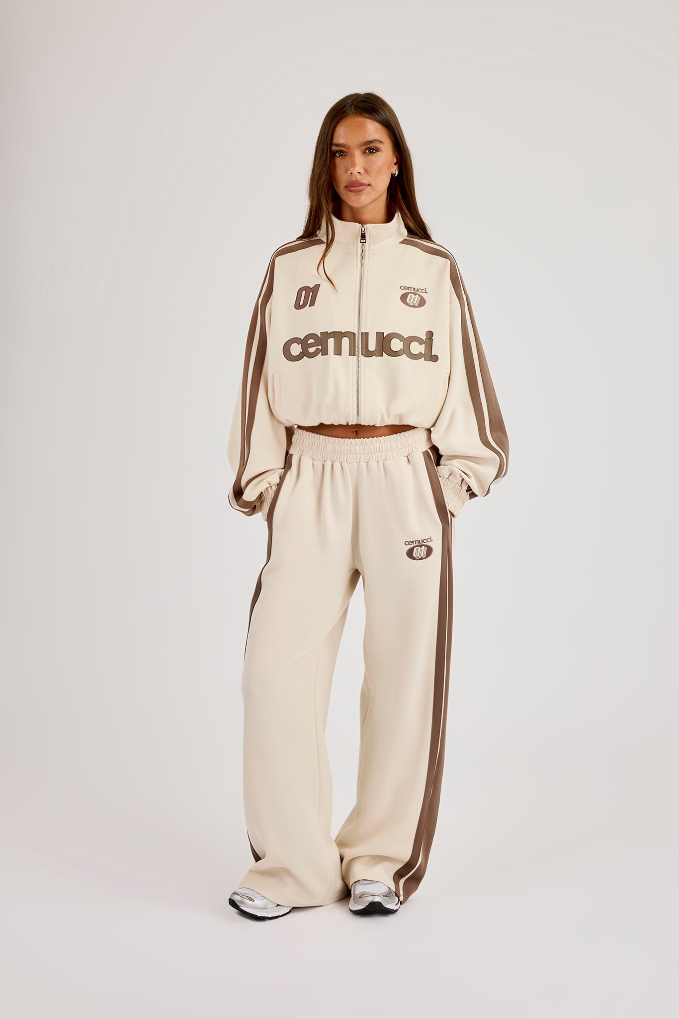 Football Cropped Zip Through Track Jacket - Off White