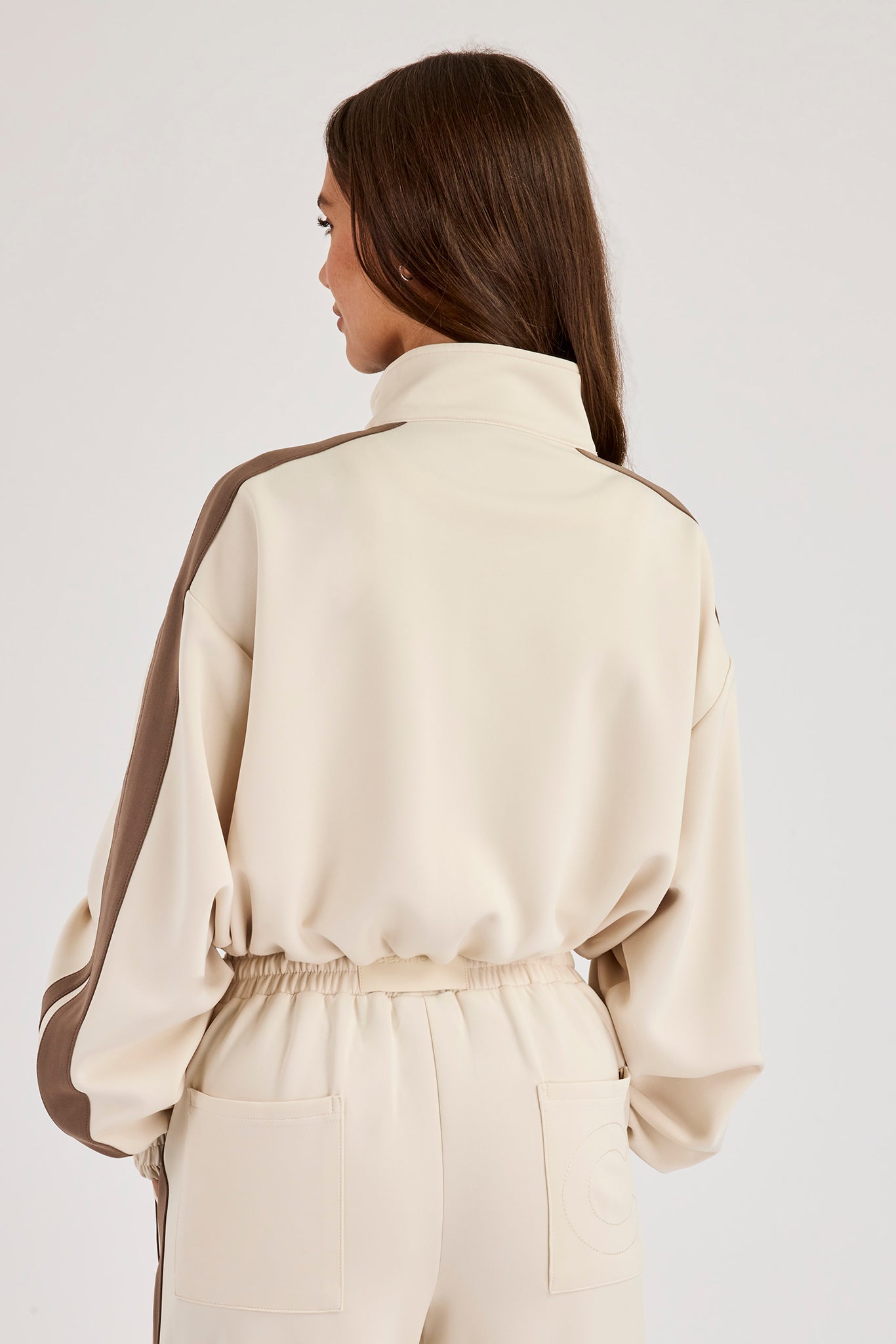 Football Cropped Zip Through Track Jacket - Off White