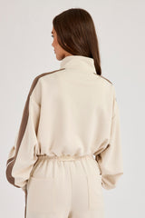 Football Cropped Zip Through Track Jacket - Off White