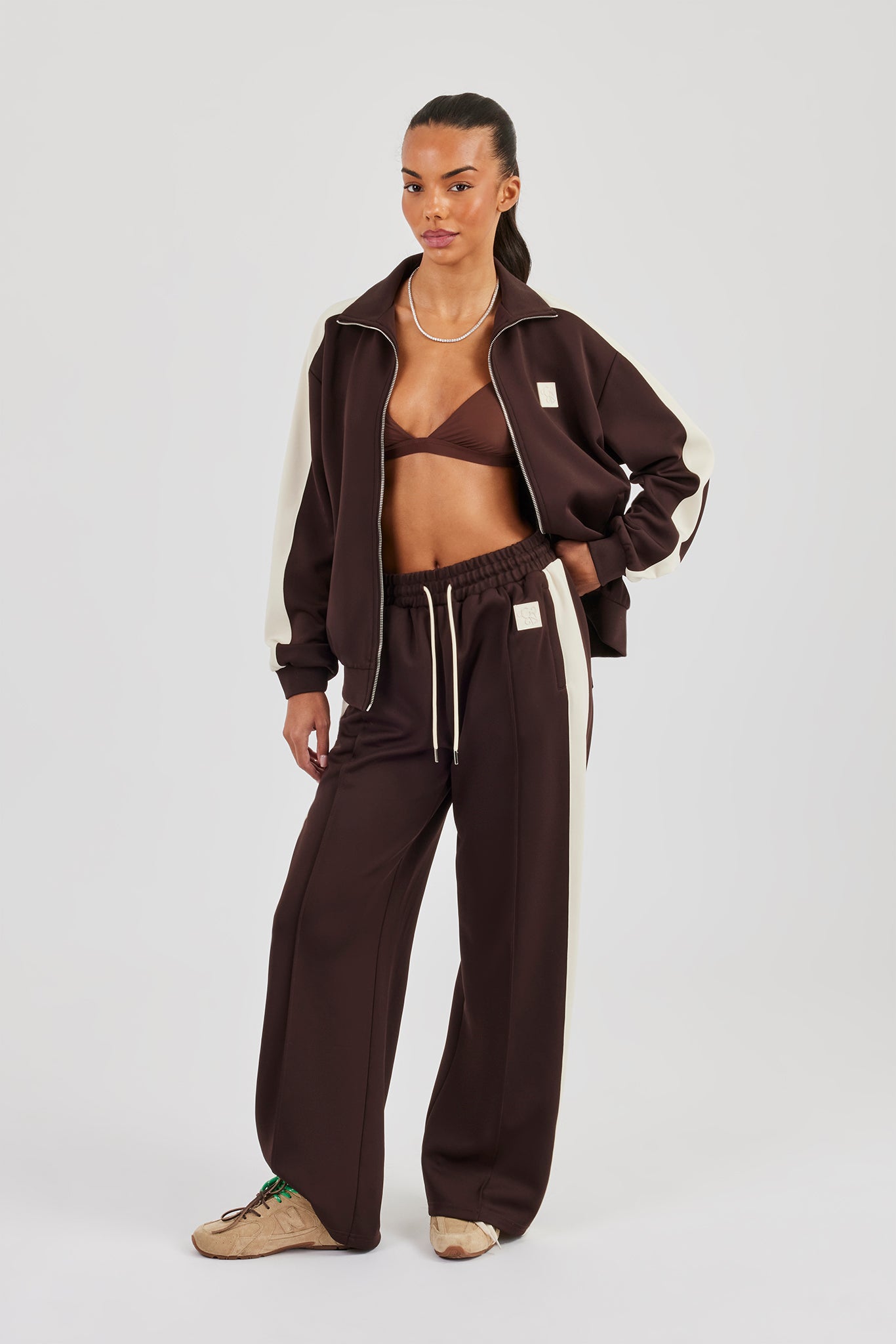 Single Taping Regular Track Jacket - Chocolate