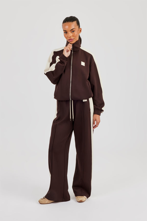 Single Taping Regular Track Jacket & Drawcord Track Pant - Chocolate