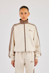 Taping Contrast Collar Track Jacket - Off White