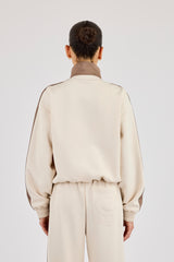 Taping Contrast Collar Track Jacket - Off White