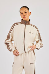 Taping Contrast Collar Track Jacket - Off White