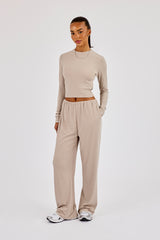 Gerippte Hose mit weichem Griff – Taupe