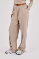 Gerippte Hose mit weichem Griff – Taupe