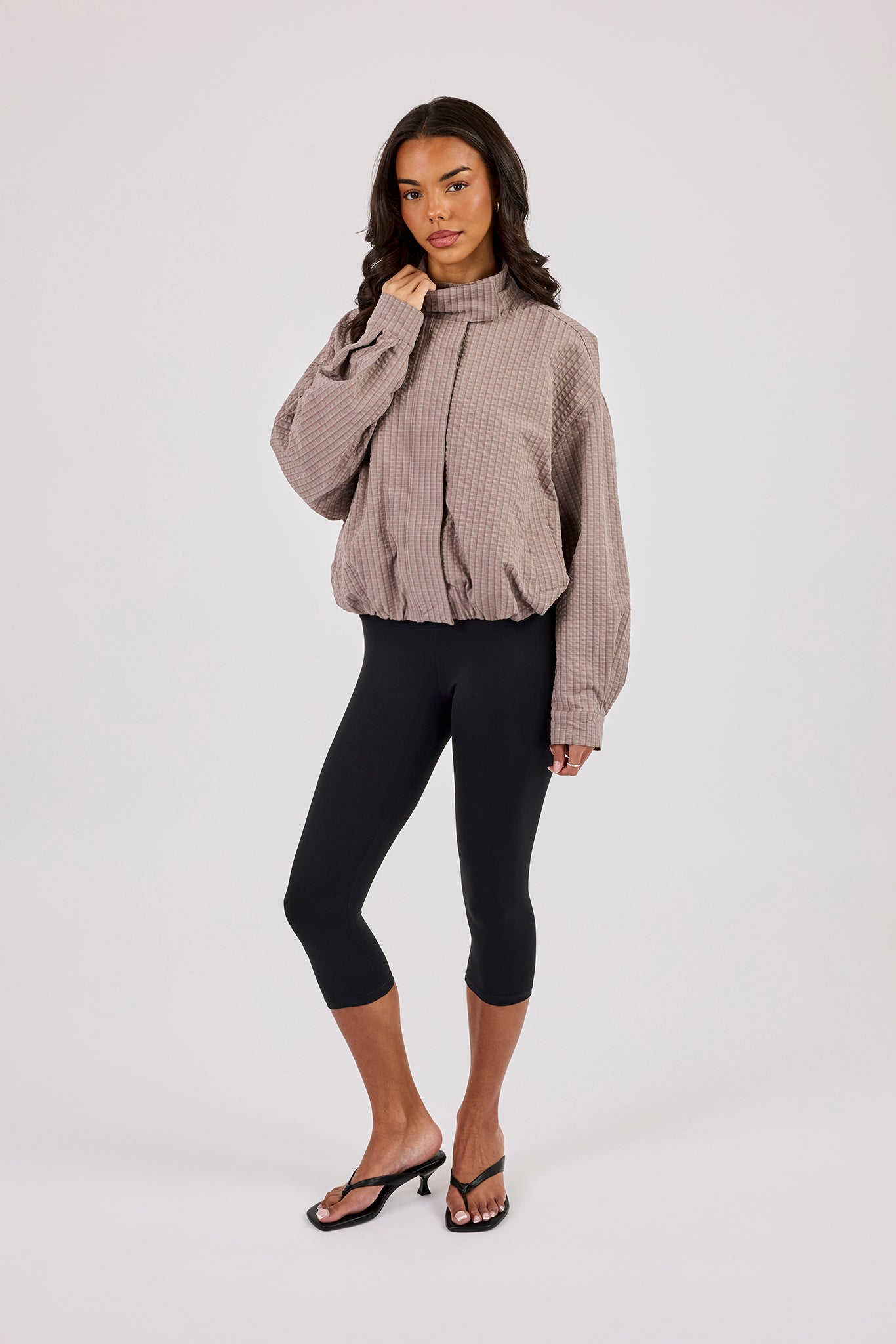 Check Nylon Jacket - Beige