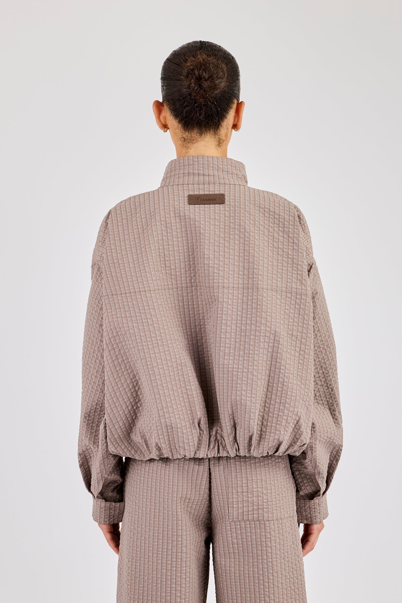 Check Nylon Jacket - Beige