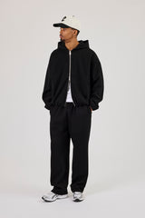 Ottoman Rib Relaxed Jogger - Black