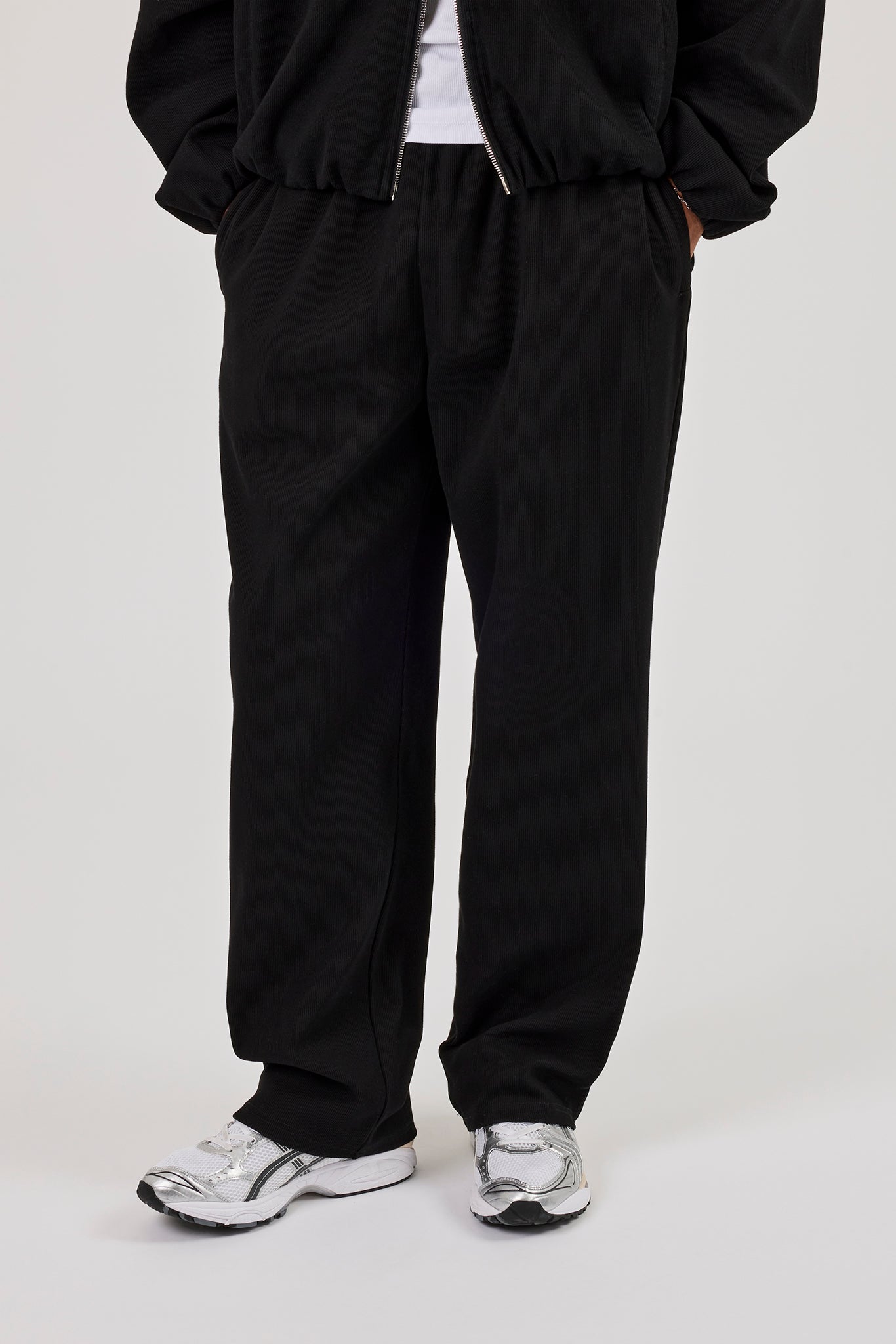 Ottoman Rippstrick Relaxed Jogger - Schwarz