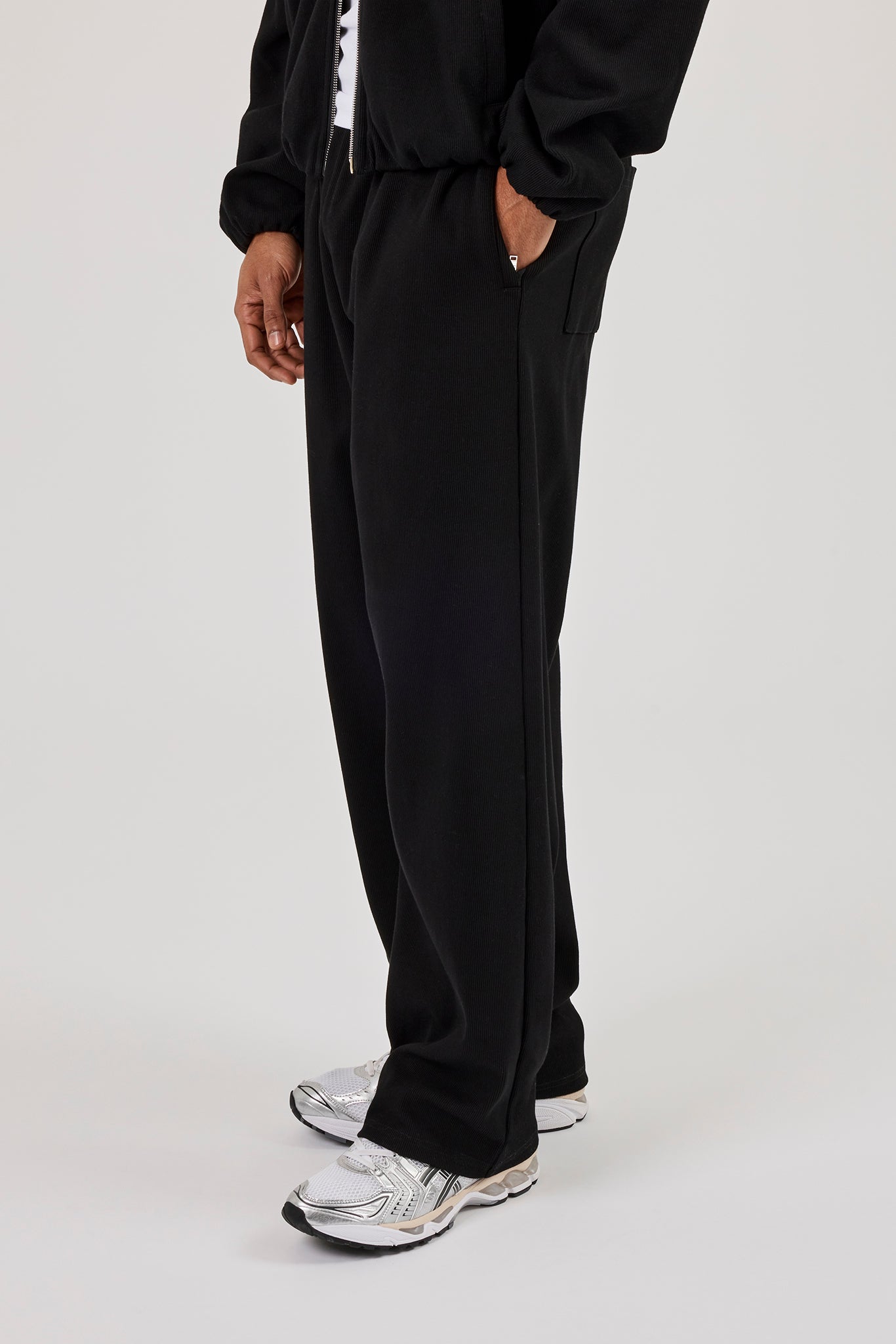 Ottoman Rippstrick Relaxed Jogger - Schwarz