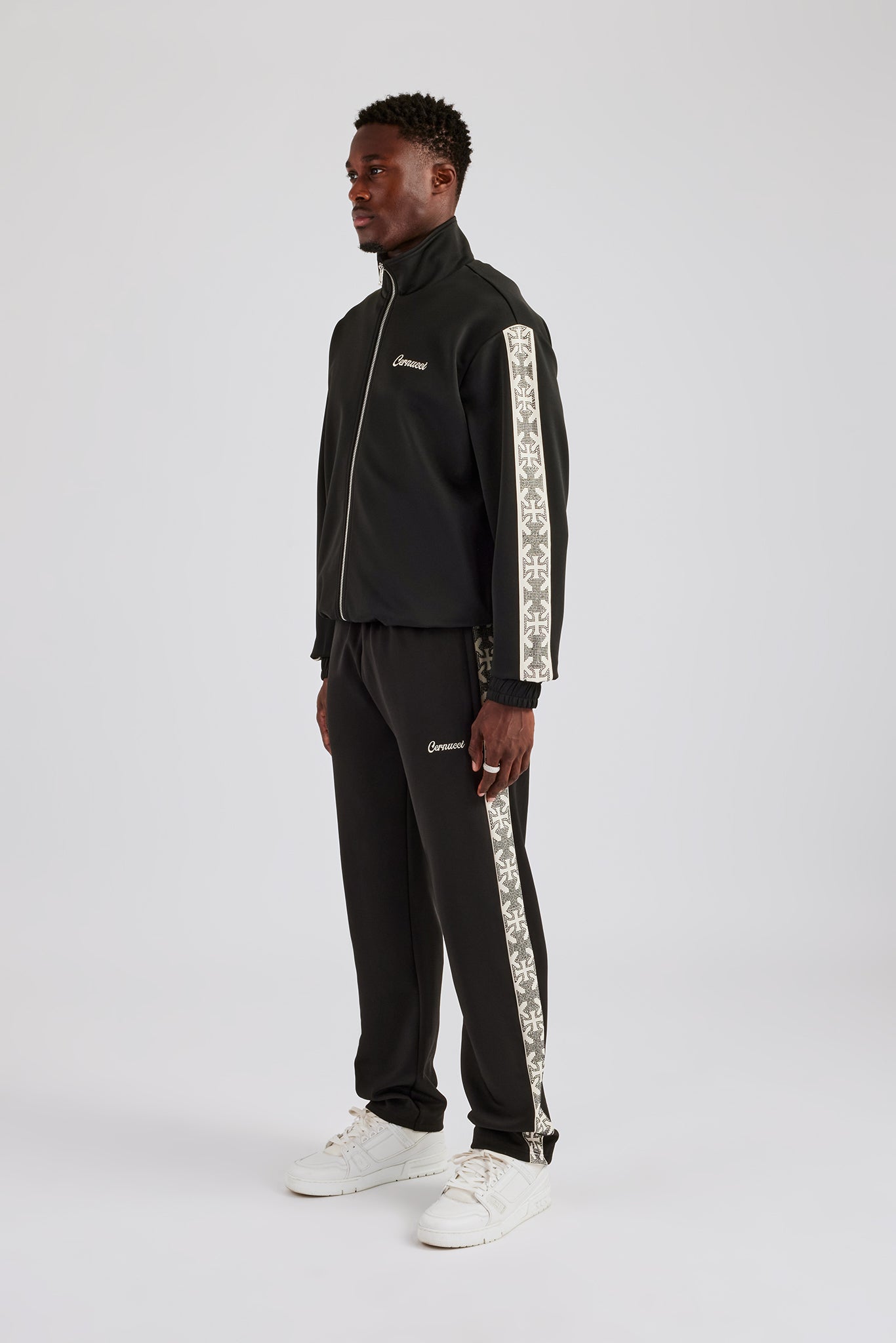 Trainingsanzug mit Strassverzierung - Schwarz